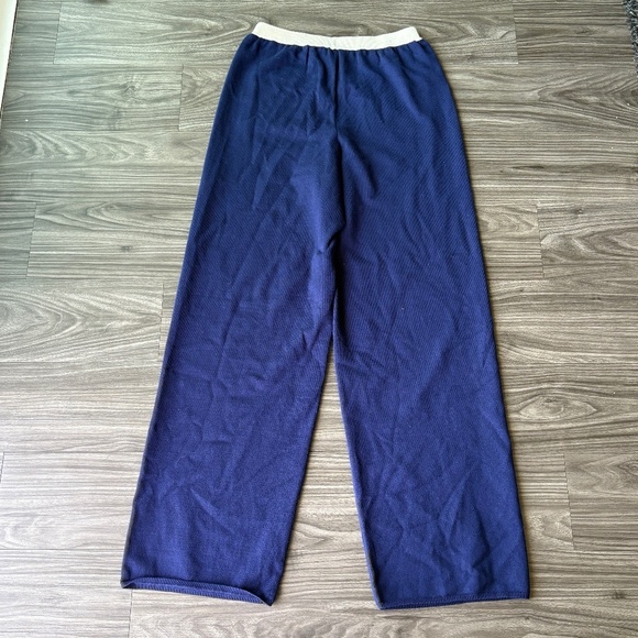 WAYF XS NWOT NAVY AND WHITE KNIT WIDE LEG PANTS - Picture 6 of 12
